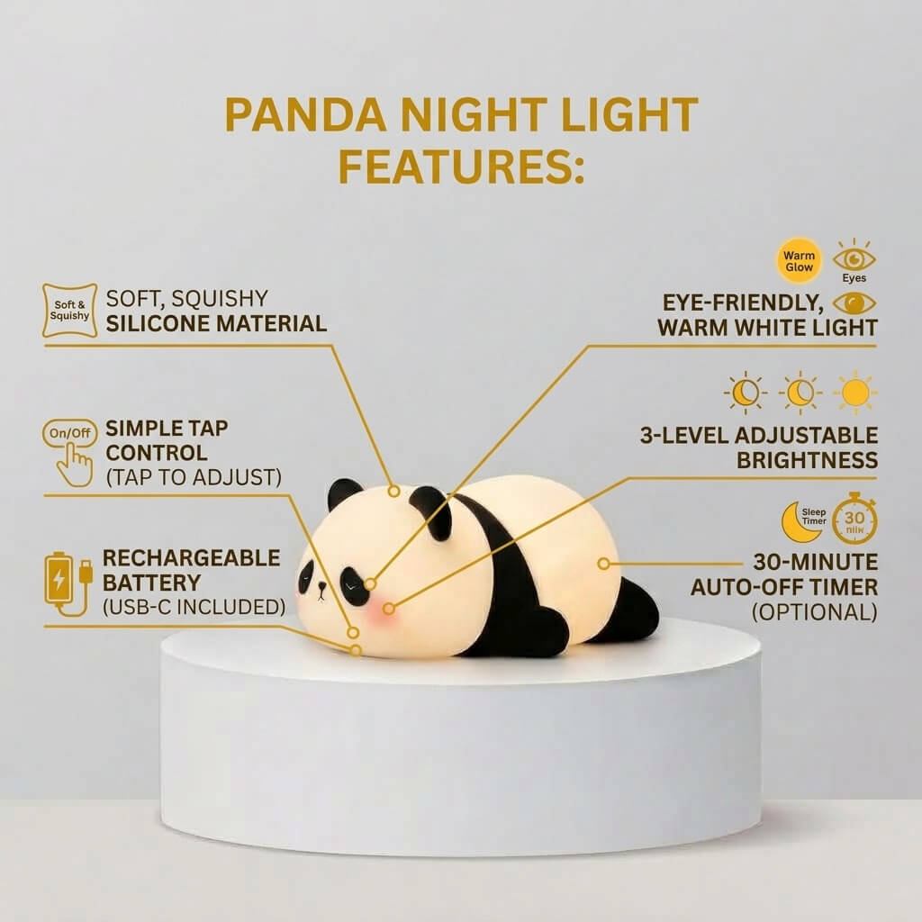 Cute Panda LED Night Lamp – Adorable Bedside & Kids’ Room Light