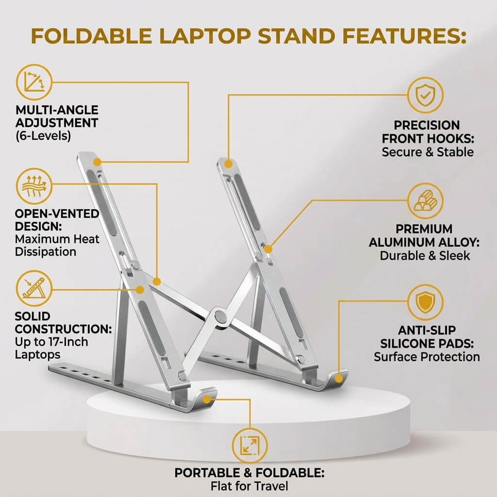 Foldable Laptop Stand – Adjustable, Portable & Ergonomic Laptop Holder