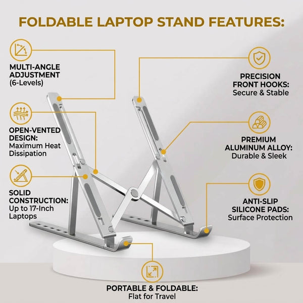 Foldable Laptop Stand – Adjustable, Portable & Ergonomic Laptop Holder